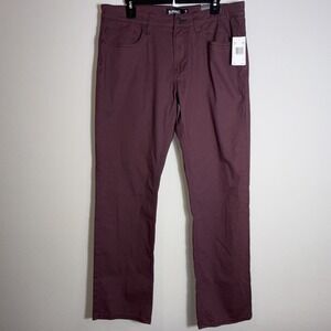 Buffalo David Bitton Mens Six Straight Leg Pants Burgundy Maroon 34x30 NEW